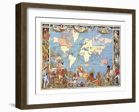 Map: British Empire, 1886-Walter Crane-Framed Giclee Print