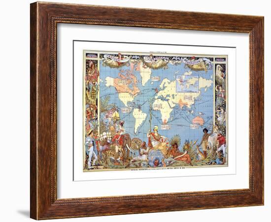 Map: British Empire, 1886-Walter Crane-Framed Giclee Print