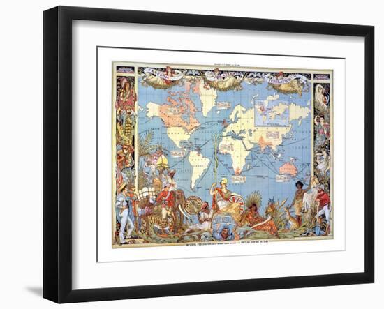 Map: British Empire, 1886-Walter Crane-Framed Giclee Print