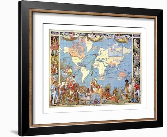 Map: British Empire, 1886-Walter Crane-Framed Giclee Print