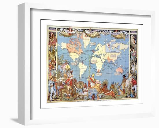 Map: British Empire, 1886-Walter Crane-Framed Giclee Print