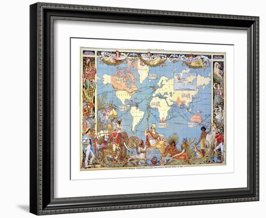 Map: British Empire, 1886-Walter Crane-Framed Giclee Print