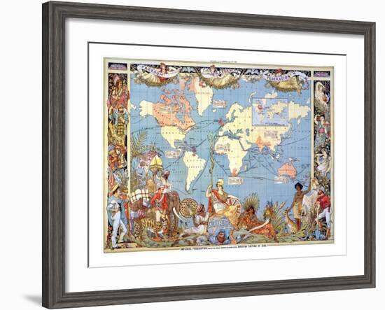 Map: British Empire, 1886-Walter Crane-Framed Giclee Print