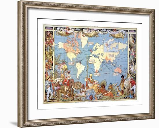 Map: British Empire, 1886-Walter Crane-Framed Giclee Print