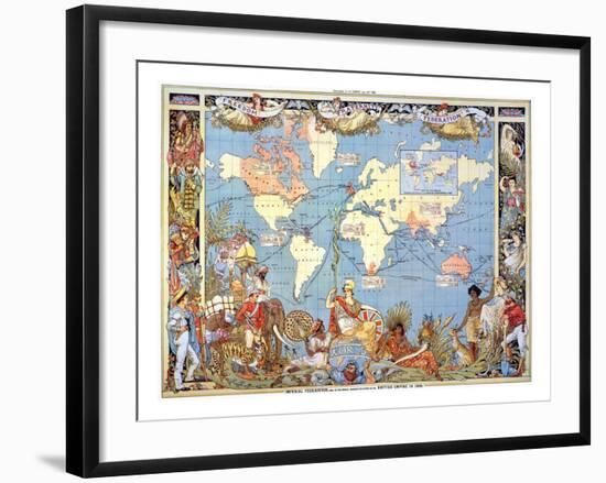 Map: British Empire, 1886-Walter Crane-Framed Giclee Print