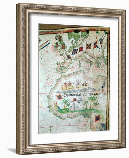 Map by Bastian Lopez Showing Europe, the British Isles and Part of Africa, Portuguese, 1558-Bastiaim Lopez-Framed Giclee Print
