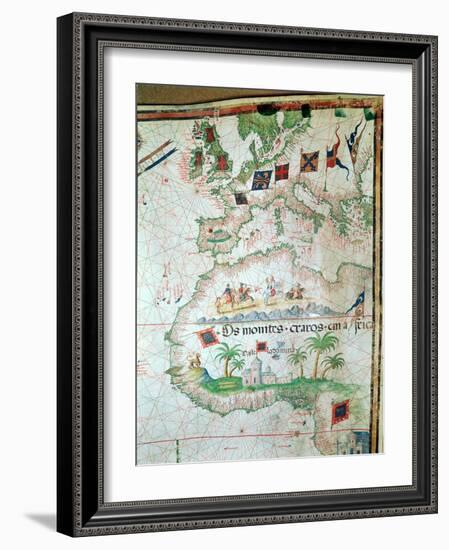 Map by Bastian Lopez Showing Europe, the British Isles and Part of Africa, Portuguese, 1558-Bastiaim Lopez-Framed Giclee Print