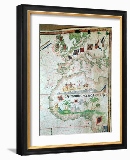 Map by Bastian Lopez Showing Europe, the British Isles and Part of Africa, Portuguese, 1558-Bastiaim Lopez-Framed Giclee Print