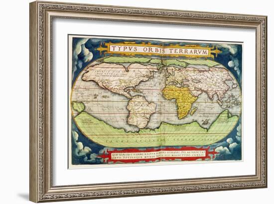 Map Charting Sir Francis Drake's Circumnavigation of the Globe-null-Framed Giclee Print