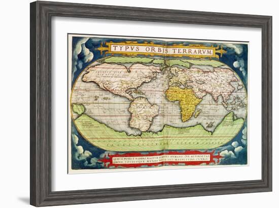 Map Charting Sir Francis Drake's Circumnavigation of the Globe-null-Framed Giclee Print