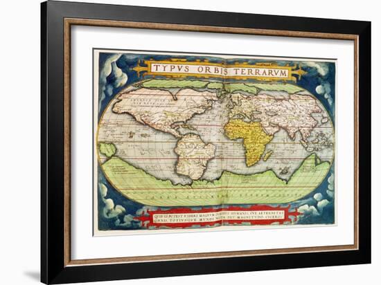 Map Charting Sir Francis Drake's Circumnavigation of the Globe-null-Framed Giclee Print