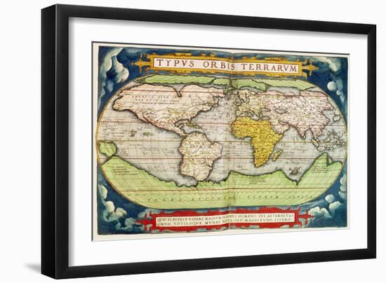 Map Charting Sir Francis Drake's Circumnavigation of the Globe-null-Framed Giclee Print