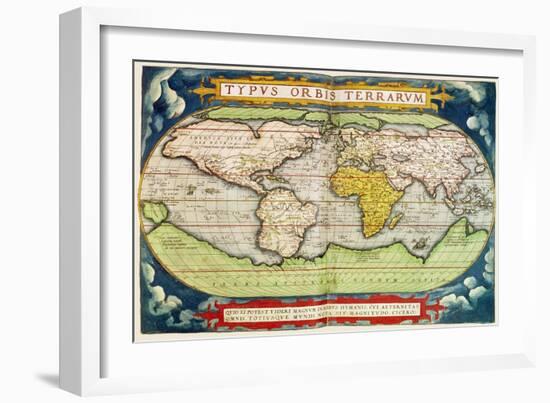 Map Charting Sir Francis Drake's Circumnavigation of the Globe--Framed Giclee Print