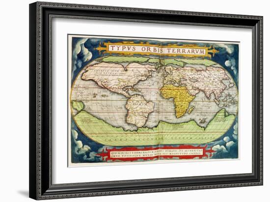 Map Charting Sir Francis Drake's Circumnavigation of the Globe-null-Framed Giclee Print