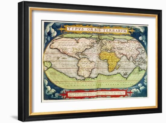 Map Charting Sir Francis Drake's Circumnavigation of the Globe-null-Framed Giclee Print