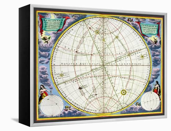 Map charting the movement of the Earth and Planets, 1660-1661-Andreas Cellarius-Framed Premier Image Canvas