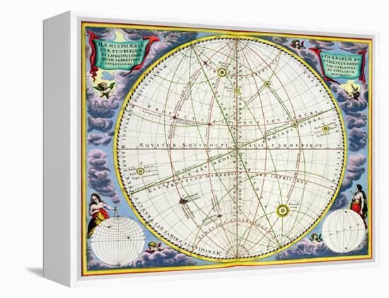 Map charting the movement of the Earth and Planets, 1660-1661-Andreas Cellarius-Framed Premier Image Canvas