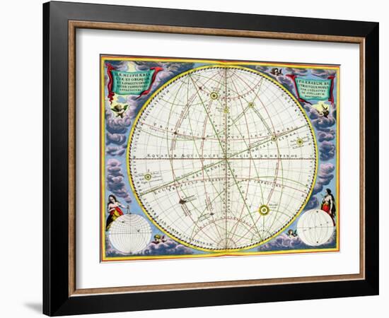 Map charting the movement of the Earth and Planets, 1660-1661-Andreas Cellarius-Framed Giclee Print