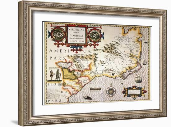 Map: Colonial America,-Jodocus Hondius-Framed Giclee Print