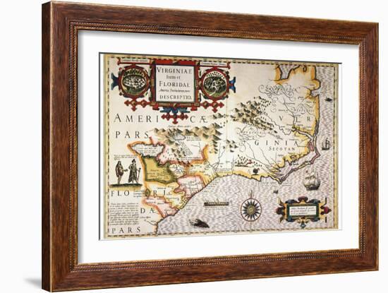 Map: Colonial America,-Jodocus Hondius-Framed Giclee Print