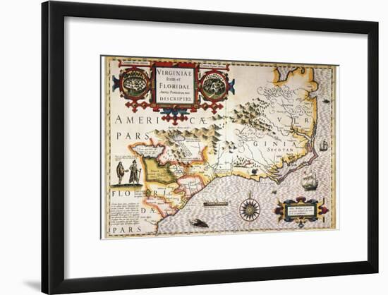 Map: Colonial America,-Jodocus Hondius-Framed Giclee Print