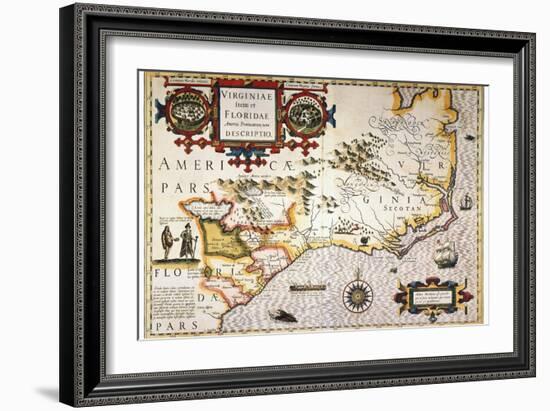 Map: Colonial America,-Jodocus Hondius-Framed Giclee Print