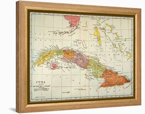 Map: Cuba, 1900-null-Framed Premier Image Canvas