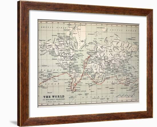 Map Darwin's Beagle Voyage South America-Paul Stewart-Framed Photographic Print