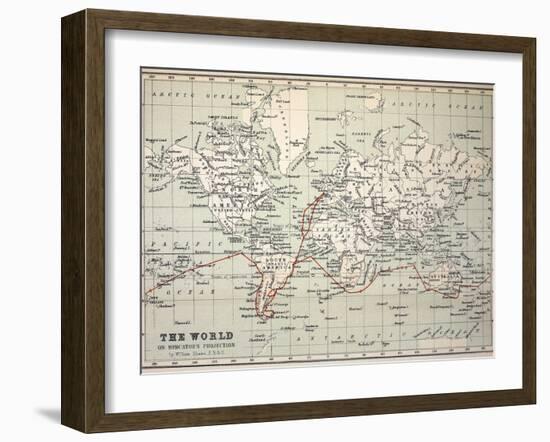 Map Darwin's Beagle Voyage South America-Paul Stewart-Framed Photographic Print