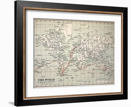 Map Darwin's Beagle Voyage South America-Paul Stewart-Framed Photographic Print