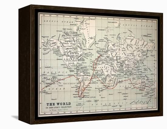 Map Darwin's Beagle Voyage South America-Paul Stewart-Framed Premier Image Canvas