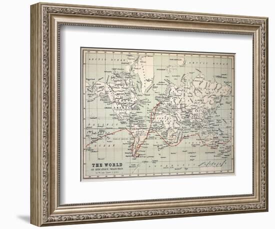 Map Darwin's Beagle Voyage South America-Paul Stewart-Framed Photographic Print