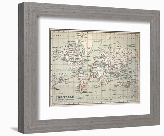 Map Darwin's Beagle Voyage South America-Paul Stewart-Framed Photographic Print