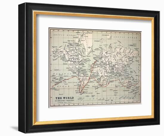 Map Darwin's Beagle Voyage South America-Paul Stewart-Framed Photographic Print