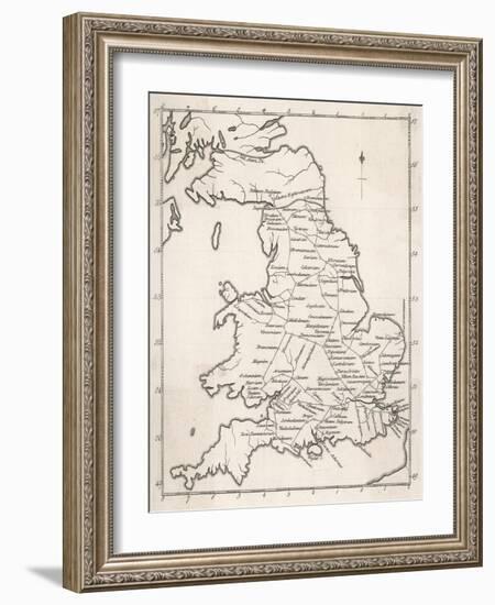 Map Depicting the Network of Roman Settlements in Britain-null-Framed Art Print