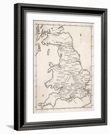 Map Depicting the Network of Roman Settlements in Britain-null-Framed Art Print