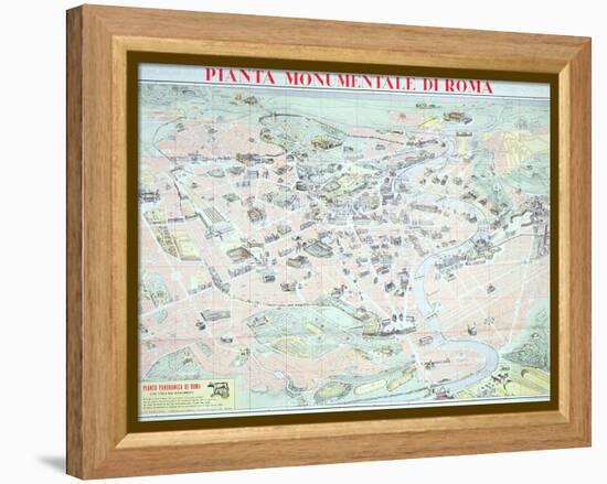 Map Depicting the Principal Monuments of Rome, C.1950-null-Framed Premier Image Canvas