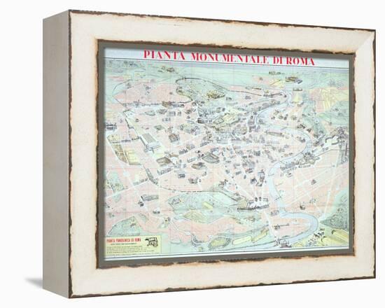Map Depicting the Principal Monuments of Rome, C.1950-null-Framed Premier Image Canvas