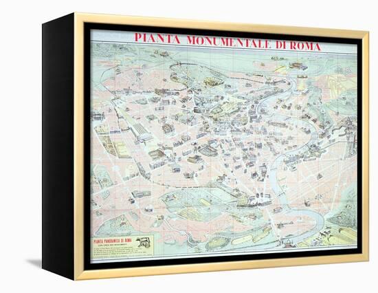 Map Depicting the Principal Monuments of Rome, C.1950-null-Framed Premier Image Canvas