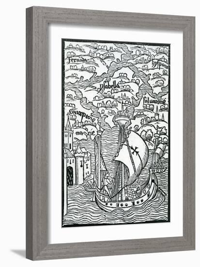 Map Describing the Islands of Salvador, Espanola, Fernanda, Isabella and Conception, 1493-Christopher Columbus-Framed Giclee Print