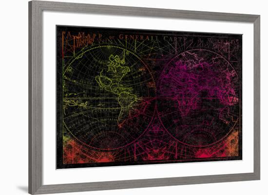 Map Etching II-Tom Frazier-Framed Giclee Print