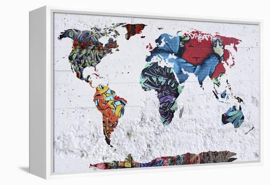 Map Graffiti-Mark Ashkenazi-Framed Premier Image Canvas