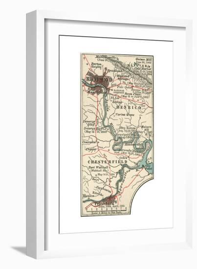 Map Illustrating Battles of the American Civil War Held around the Richmond, Virgina Area-Encyclopaedia Britannica-Framed Giclee Print