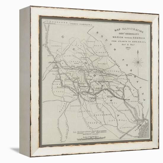 Map Illustrating General Sherman's March Through Georgia from Atlanta to Savannah-John Dower-Framed Premier Image Canvas