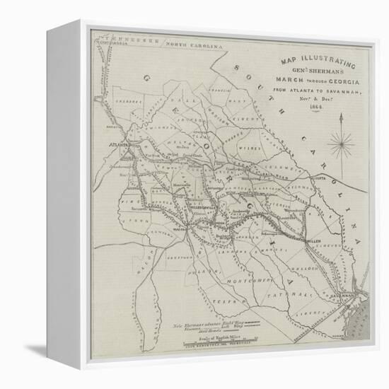 Map Illustrating General Sherman's March Through Georgia from Atlanta to Savannah-John Dower-Framed Premier Image Canvas