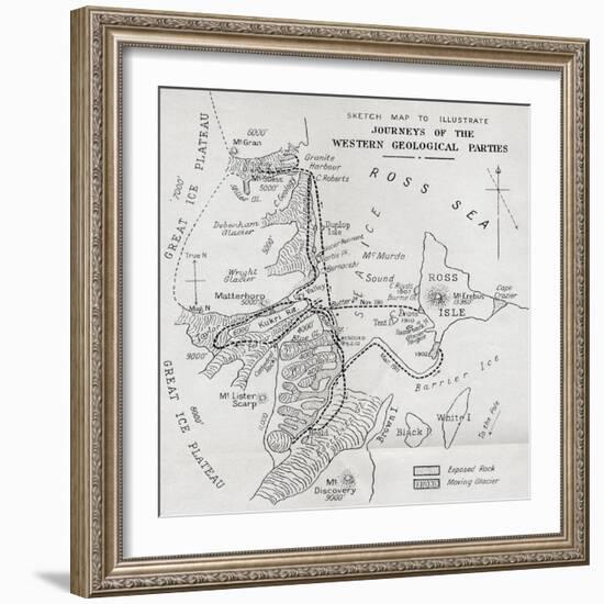 Map Illustrating the Journeys of the Western Geological Parties-null-Framed Giclee Print