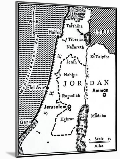 Map Indicating Israeli Attacks on Syria-null-Mounted Giclee Print