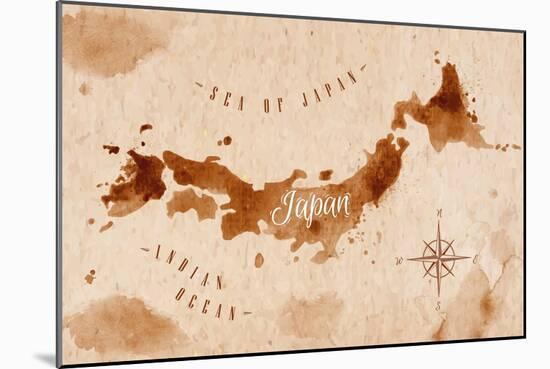 Map Japan Retro-anna42f-Mounted Art Print