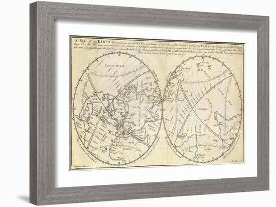 Map Marking Transit of Venus, 1770-Science Source-Framed Giclee Print