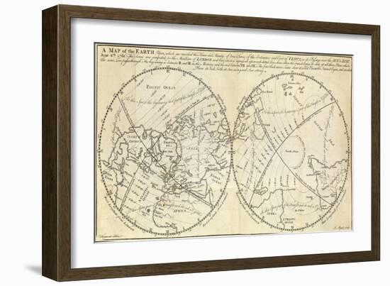 Map Marking Transit of Venus, 1770-Science Source-Framed Giclee Print